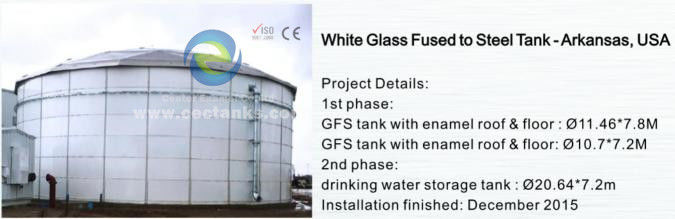 Glas geschmolzener Stahl Schraubenwasserspeicher Flüssigkeitsspeicherlösungen für 600 K Gallonen 0