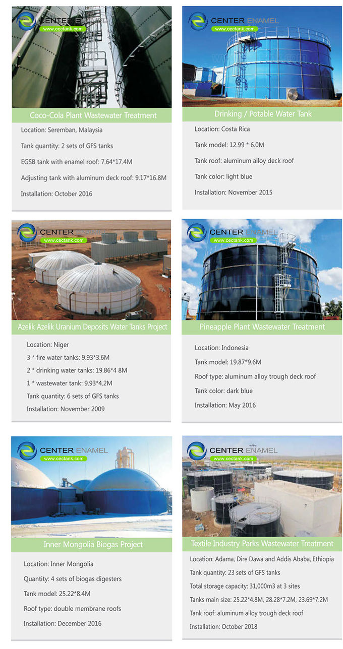 Glasverkleidete Biogasanlagen aus Stahl für Abwasserbehandlungsanlagen 0